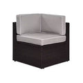 Palm Harbor Outdoor Wicker Corner Chair - Gray - Crosley: Steel Frame, UV-Resistant, Polyester Cushions