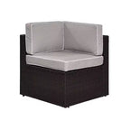 Palm Harbor Outdoor Wicker Corner Chair - Gray - Crosley: Steel Frame, UV-Resistant, Polyester Cushions