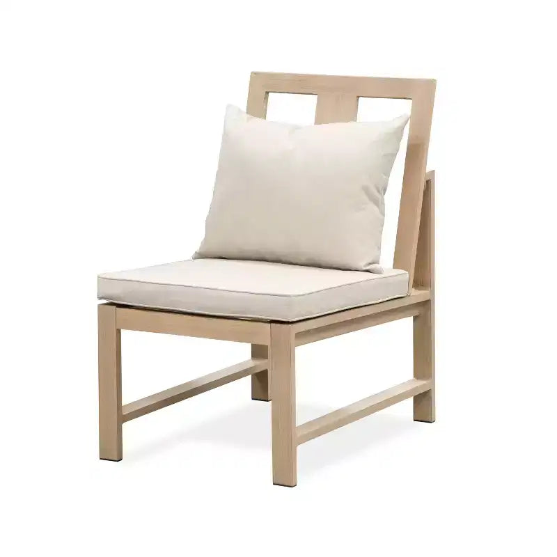 Greemotion 2pc Bordeaux Outdoor Brushed Metal Armless Patio Armless Chair with Cushions Brown