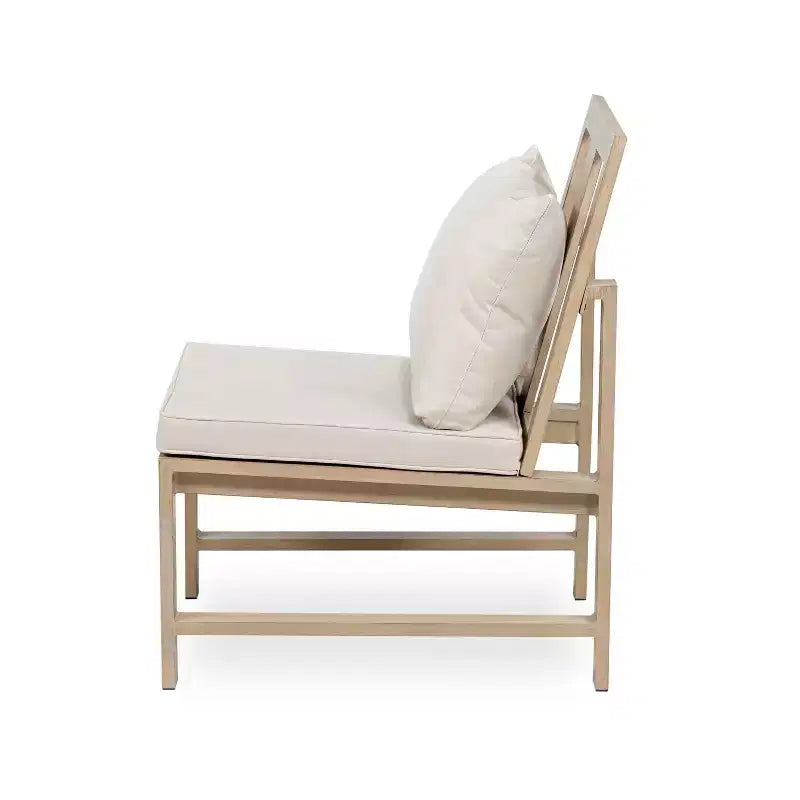 Greemotion 2pc Bordeaux Outdoor Brushed Metal Armless Patio Armless Chair with Cushions Brown