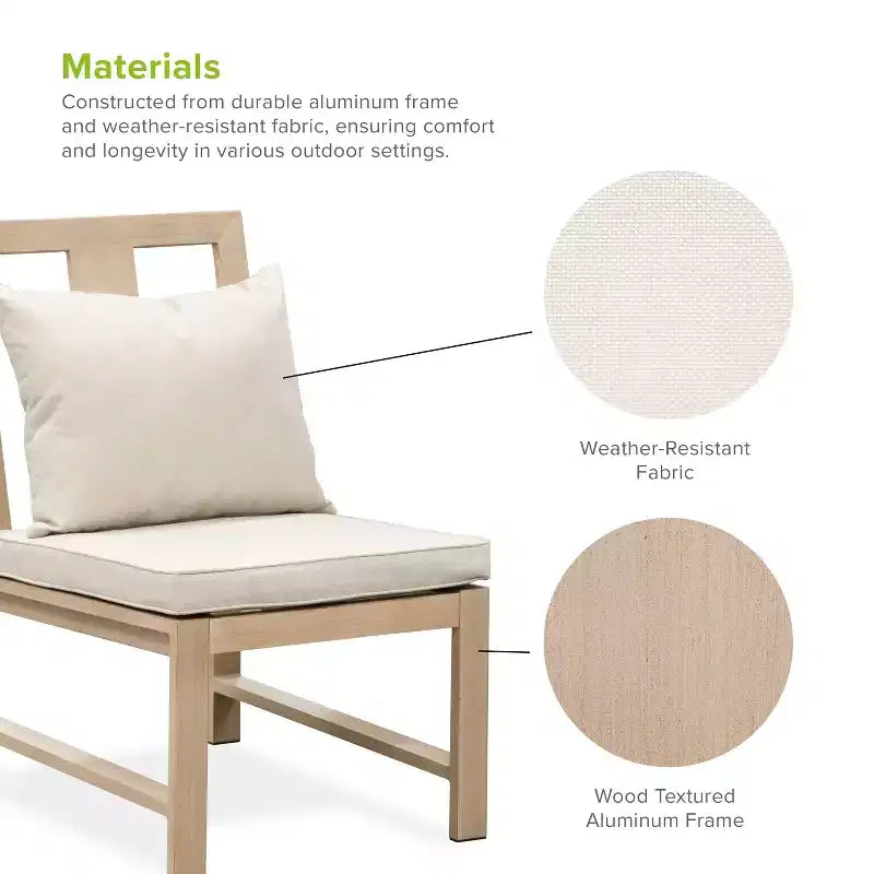 Greemotion 2pc Bordeaux Outdoor Brushed Metal Armless Patio Armless Chair with Cushions Brown