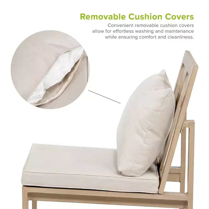 Greemotion 2pc Bordeaux Outdoor Brushed Metal Armless Patio Armless Chair with Cushions Brown