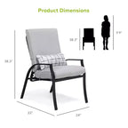 Greemotion 6pc Palma Outdoor Metal Reclining Cushioned Arm Patio Chairs Gray