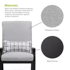 Greemotion 6pc Palma Outdoor Metal Reclining Cushioned Arm Patio Chairs Gray