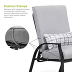 Greemotion 6pc Palma Outdoor Metal Reclining Cushioned Arm Patio Chairs Gray