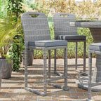 Greemotion 6pc Cyprus Outdoor Bar Height Stackable Armless Patio Chairs Gray: UV-Resistant, All-Weather, Aluminum Frame