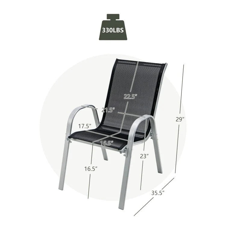 Lot de 4 chaises de salle à manger empilables avec accoudoirs pour patio - 73,7 x 54,6 x 90,2 cm (L x l x H)