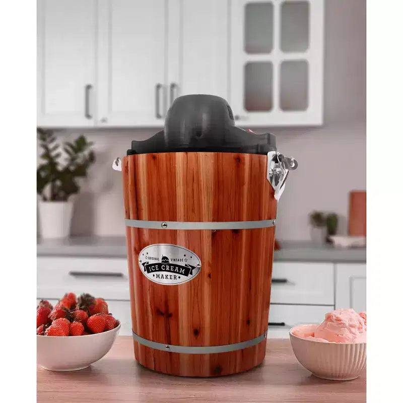 Elite Cuisine 6qt Old Fashioned Vintage Electric Ice Cream Maker Machine