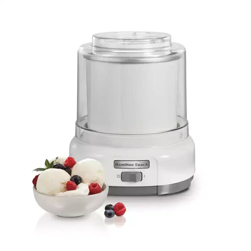 Hamilton Beach 1.5 Quart Ice Cream Maker White 68880: Electric Machine, 20 Min Cycle, 1.5 Qt Capacity, Hand Wash