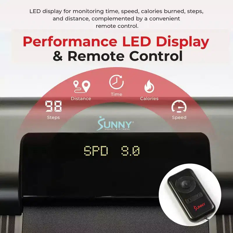 Tapis de course intelligent Sunny Health & Fitness Slim avec exerciseur de bras