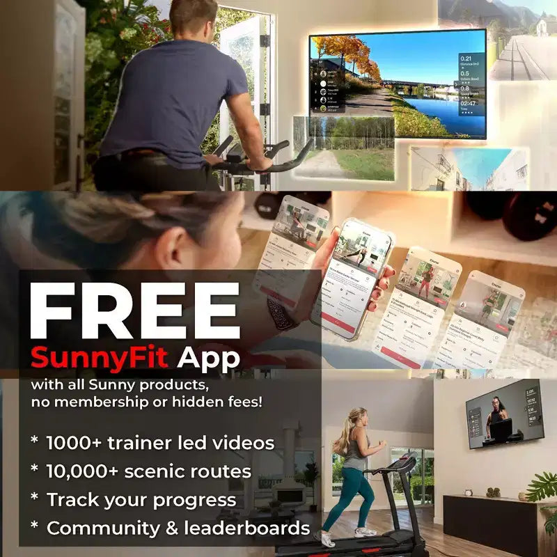 Tapis de course intelligent Sunny Health & Fitness Slim avec exerciseur de bras
