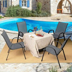 Lot de 4 chaises de salle à manger empilables avec accoudoirs pour patio - 73,7 x 54,6 x 90,2 cm (L x l x H)