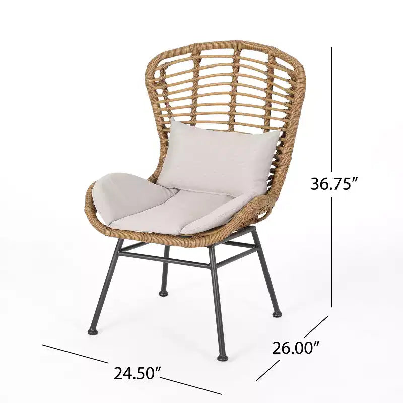Christopher Knight Home Habra Wicker Iron Frame Club Chairs with Cushions