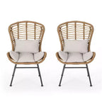 Christopher Knight Home Habra Wicker Iron Frame Club Chairs with Cushions
