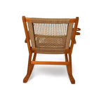 Chaise à bascule Aspect Living Vega avec porte-gobelet, finition naturelle, pour terrasse, jardin, intérieur et extérieur - Construction en bois robuste