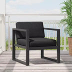 Christopher Knight Home Navan Fauteuil de club moderne d'extérieur en aluminium avec coussins, Noir/Gris foncé