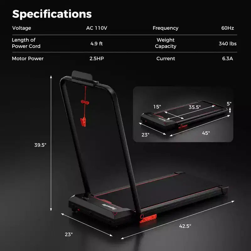 Costway 3 in 1 Folding Treadmill with Remote Control LED Display and APP for Home Red/Blue