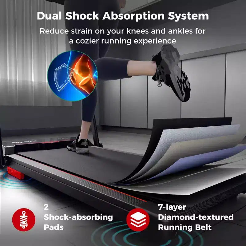 Costway 3 in 1 Folding Treadmill with Remote Control LED Display and APP for Home Red/Blue