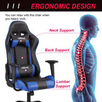 BestMassage Gaming Chair Office Chair with Lumbar Support Headrest Armrests and Rolling Swivel Computer Chair for PC Gamer