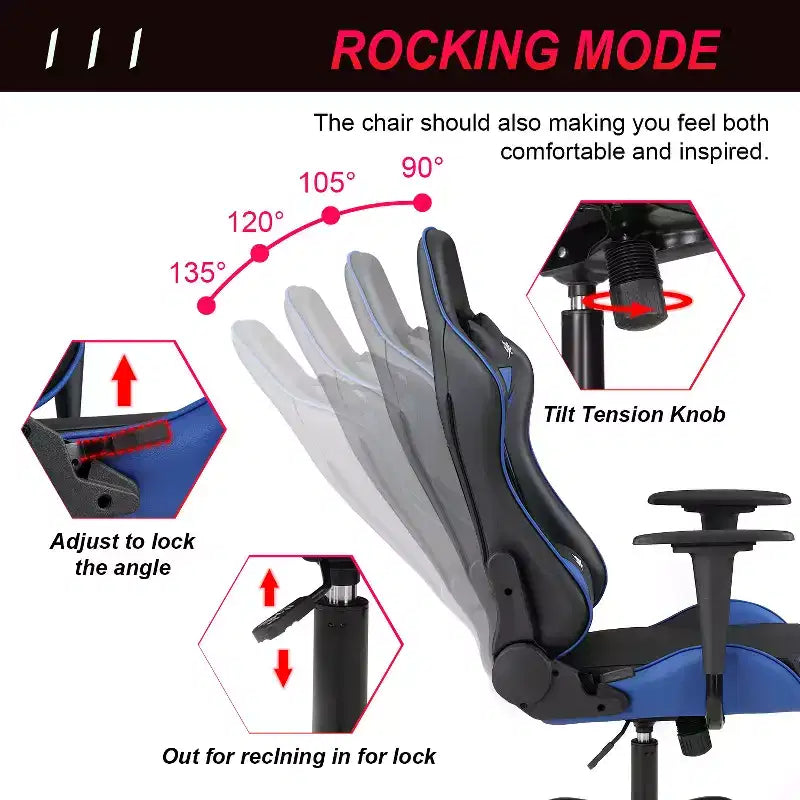 BestMassage Gaming Chair Office Chair with Lumbar Support Headrest Armrests and Rolling Swivel Computer Chair for PC Gamer