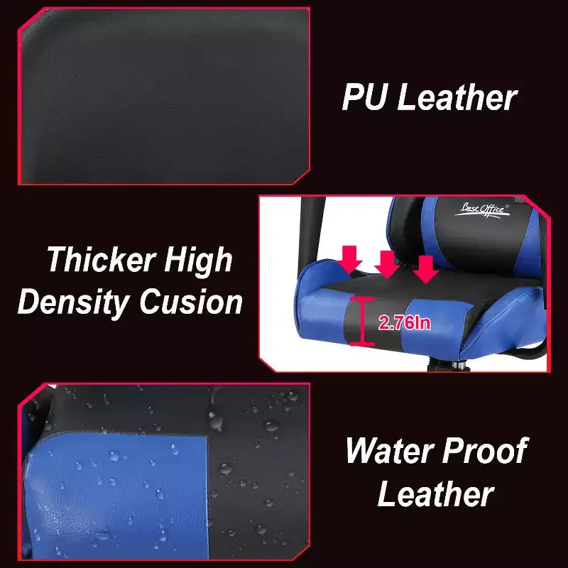 BestMassage Gaming Chair Office Chair with Lumbar Support Headrest Armrests and Rolling Swivel Computer Chair for PC Gamer