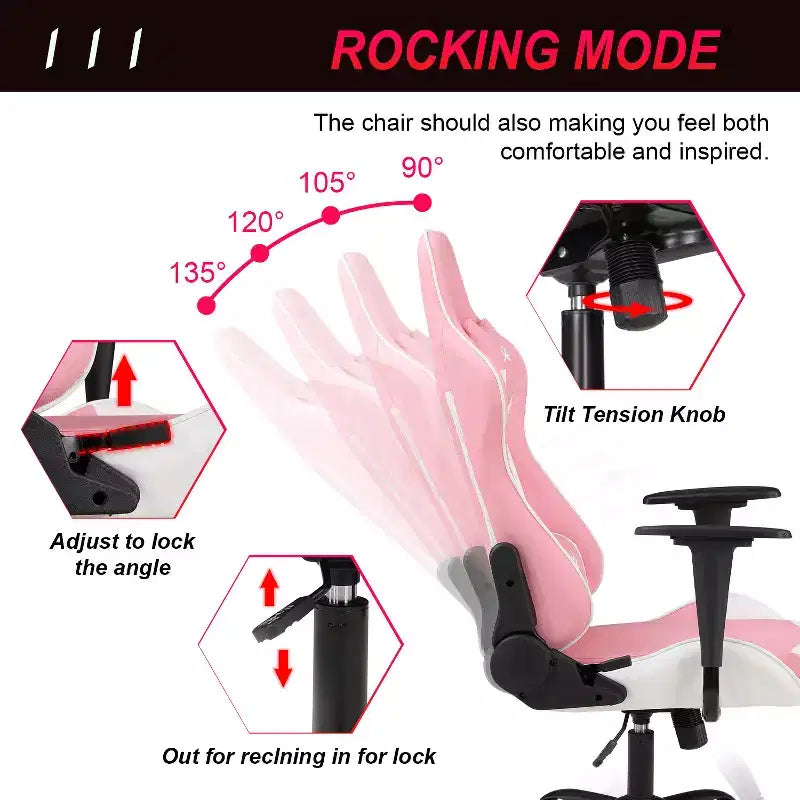 BestMassage Gaming Chair Office Chair with Lumbar Support Headrest Armrests and Rolling Swivel Computer Chair for PC Gamer