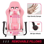 BestMassage Gaming Chair Office Chair with Lumbar Support Headrest Armrests and Rolling Swivel Computer Chair for PC Gamer