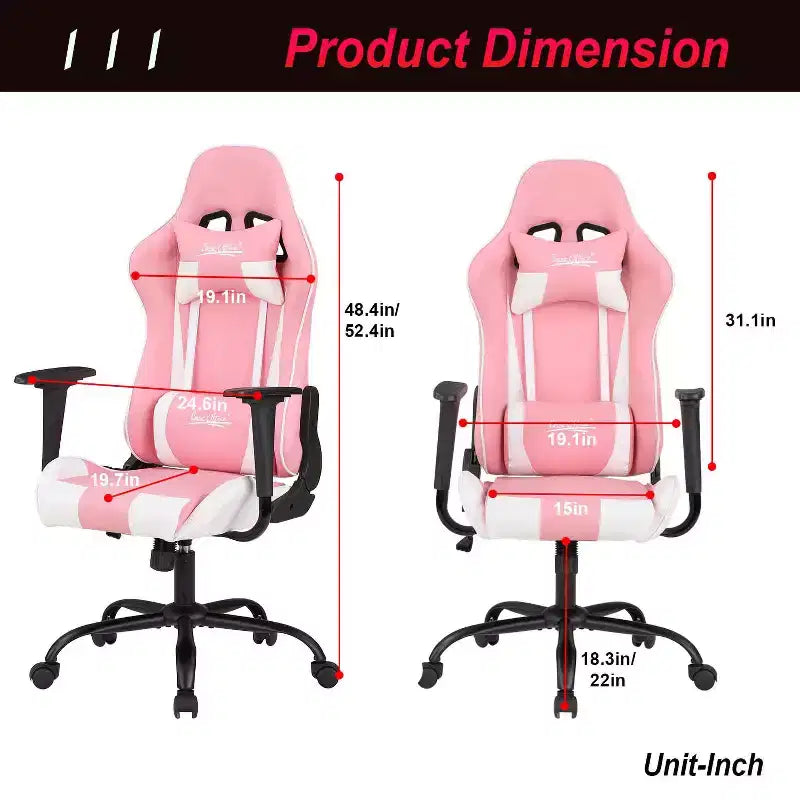 BestMassage Gaming Chair Office Chair with Lumbar Support Headrest Armrests and Rolling Swivel Computer Chair for PC Gamer
