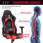 BestMassage Gaming Chair Office Chair with Lumbar Support Headrest Armrests and Rolling Swivel Computer Chair for PC Gamer