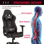 BestMassage Gaming Chair Office Chair with Lumbar Support Headrest Armrests and Rolling Swivel Computer Chair for PC Gamer