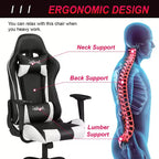 BestMassage Gaming Chair Office Chair with Lumbar Support Headrest Armrests and Rolling Swivel Computer Chair for PC Gamer