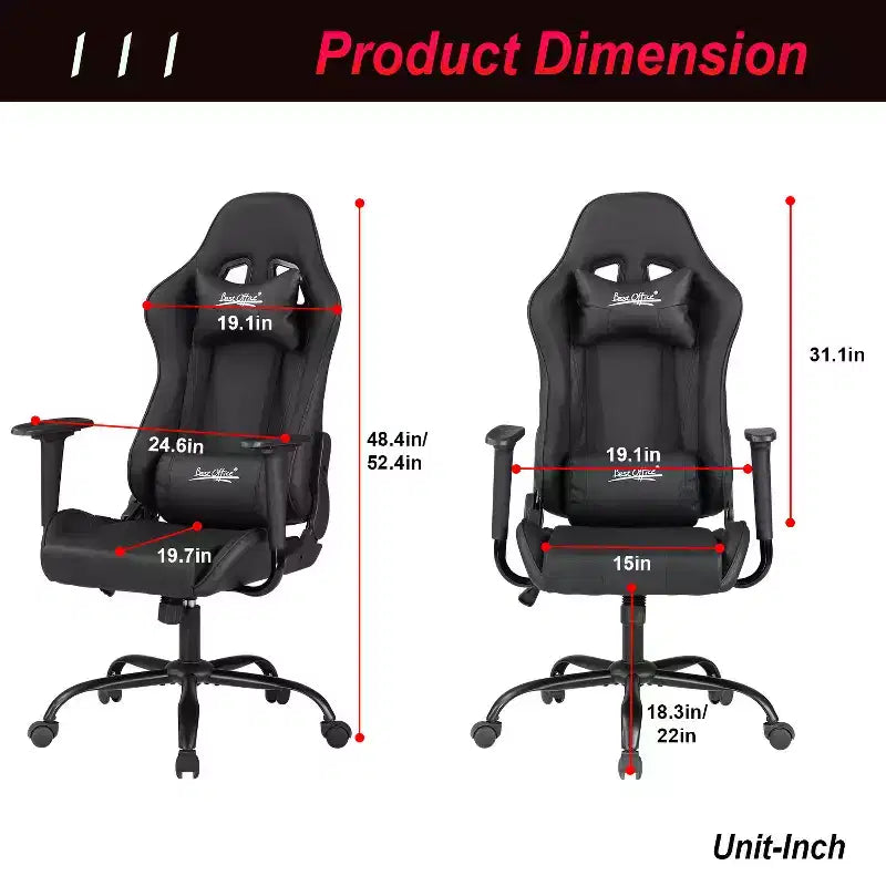 BestMassage Gaming Chair Office Chair with Lumbar Support Headrest Armrests and Rolling Swivel Computer Chair for PC Gamer