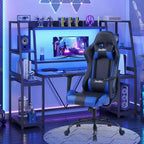 BestMassage Gaming Chair Office Chair with Lumbar Support Headrest Armrests and Rolling Swivel Computer Chair for PC Gamer