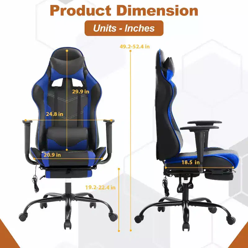 BestMassage Racing Gaming Chair Office Massage Chair with Massage Function Lumbar Support PU Leather for Adult