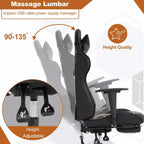 BestMassage Racing Gaming Chair Office Massage Chair with Massage Function Lumbar Support PU Leather for Adult