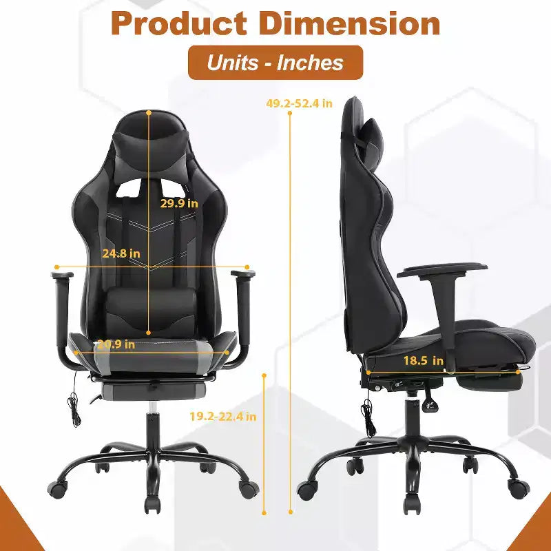 BestMassage Racing Gaming Chair Office Massage Chair with Massage Function Lumbar Support PU Leather for Adult