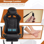BestMassage Racing Gaming Chair Office Massage Chair with Massage Function Lumbar Support PU Leather for Adult