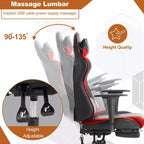 BestMassage Racing Gaming Chair Office Massage Chair with Massage Function Lumbar Support PU Leather for Adult