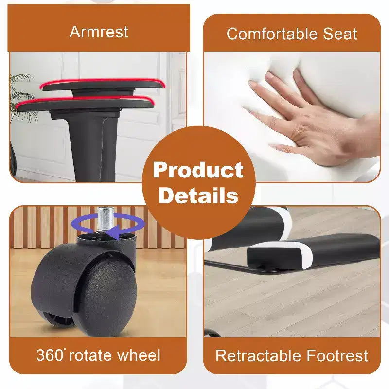 BestMassage Racing Gaming Chair Office Massage Chair with Massage Function Lumbar Support PU Leather for Adult