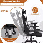 BestMassage Racing Gaming Chair Office Massage Chair with Massage Function Lumbar Support PU Leather for Adult