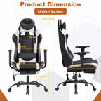 BestMassage Racing Gaming Chair Office Massage Chair with Massage Function Lumbar Support PU Leather for Adult