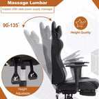 BestMassage Racing Gaming Chair Office Massage Chair with Massage Function Lumbar Support PU Leather for Adult