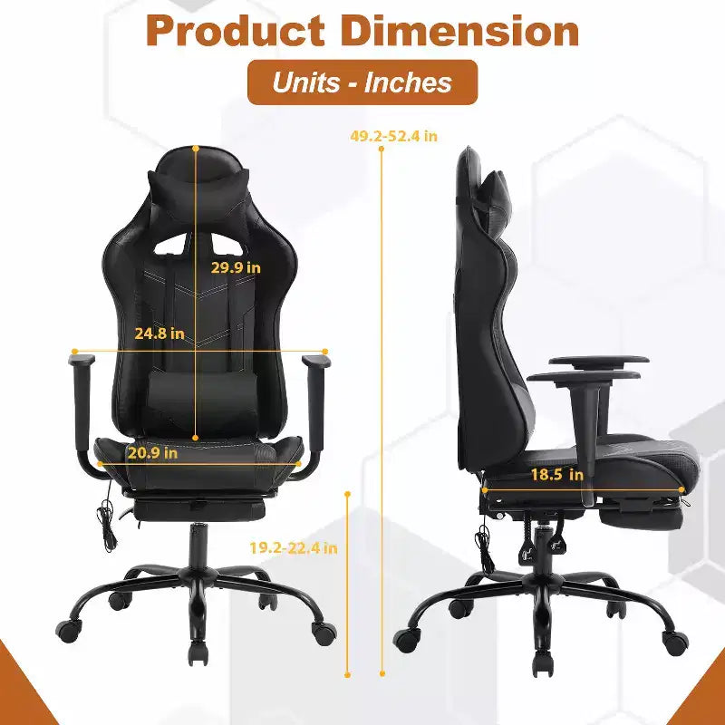 BestMassage Racing Gaming Chair Office Massage Chair with Massage Function Lumbar Support PU Leather for Adult