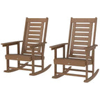 Outsunny Lot de 2 chaises à bascule d'extérieur, fauteuils à bascule de terrasse en PEHD avec dossier haut de 71 cm, accoudoirs larges et assise à lattes pour porche, jardin, balcon