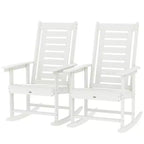 Outsunny Lot de 2 chaises à bascule d'extérieur, fauteuils à bascule de terrasse en PEHD avec dossier haut de 71 cm, accoudoirs larges et assise à lattes pour porche, jardin, balcon