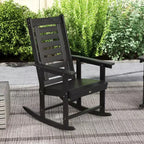 Outsunny Lot de 2 chaises à bascule d'extérieur, fauteuils à bascule de terrasse en PEHD avec dossier haut de 71 cm, accoudoirs larges et assise à lattes pour porche, jardin, balcon