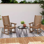 Outsunny Lot de 2 chaises à bascule d'extérieur, fauteuils à bascule de terrasse en PEHD avec dossier haut de 71 cm, accoudoirs larges et assise à lattes pour porche, jardin, balcon