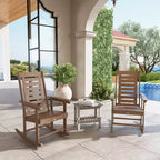 Outsunny Lot de 2 chaises à bascule d'extérieur, fauteuils à bascule de terrasse en PEHD avec dossier haut de 71 cm, accoudoirs larges et assise à lattes pour porche, jardin, balcon