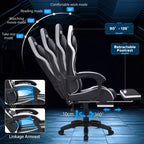 Hoffree Extra Large Massage Gaming Chair Ergonomic Office PC Chair with Footrest & Adjustable