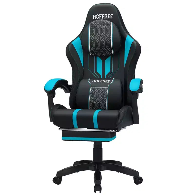 Hoffree Extra Large Massage Gaming Chair Ergonomic Office PC Chair with Footrest & Adjustable
